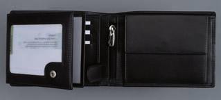 Combi purse with coin compartment, two note compartments, six credit card slots, two clear PVC compartments, two