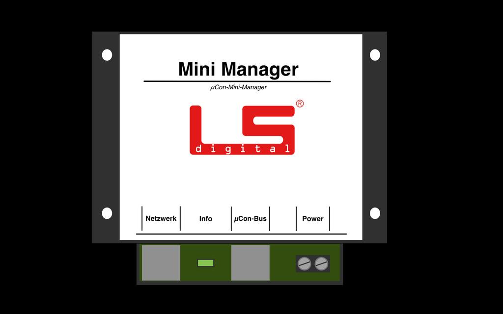 5. Konfigurieren Mini-Manager! Seite 10 Der Mini-Manager ist nur im Railspeed Start-Set mini erhältlich. An diesem Gerät können Sie zwei µcon-railspeed anschließen.