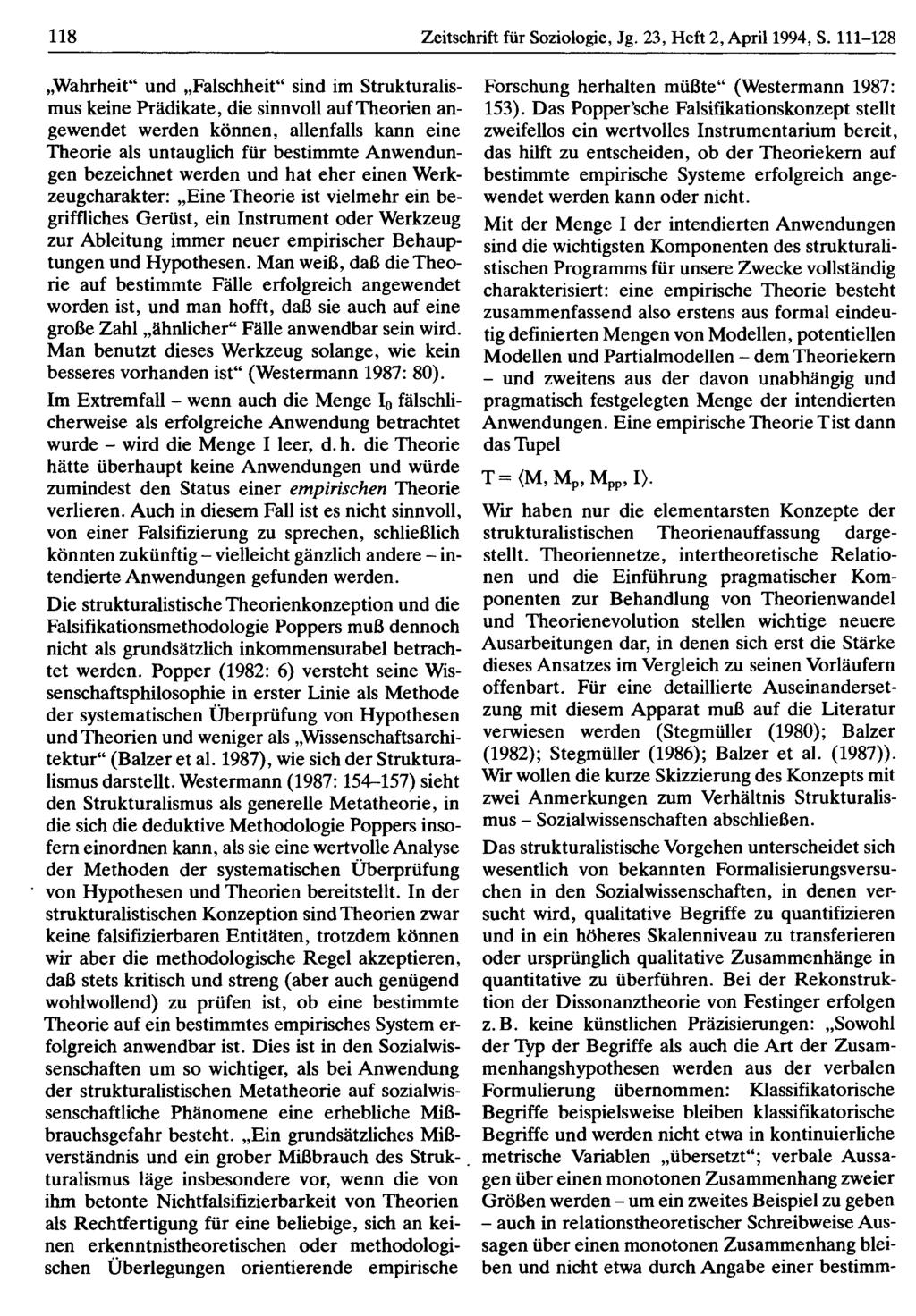 118 Zeitschrift für Soziologie, Jg. 23, Heft 2, April 1994, S.