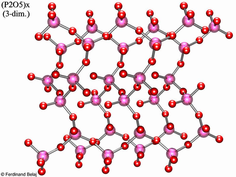 Phosphoroxide: P 4 O 10 : Phosphor(V)oxid Darstellung: Verbrennen von P 4 an der Luft Struktur: Molekül aus 4 kantenverknüpften PO 4 -Einheiten: Hexagonale Form (H) H {400 C, 2h} Orthorh.