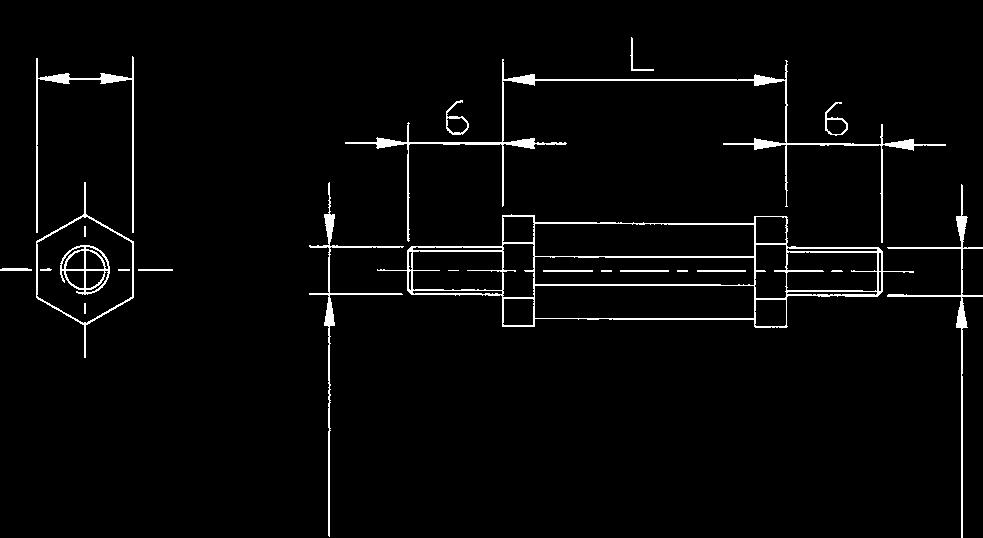 Standardprogramm Distanzbolzen [ Kunststoff (Polyamid), 6-kant, schwarz ]