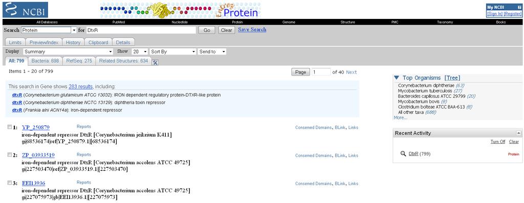 Suche in NCBI Entrez Proteins Anzeige weiterer Treffer in