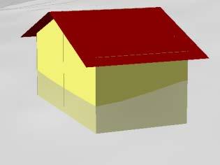 Abbildung 3: Schematische Darstellung zur Position eines 3D-Gebäudemodells im Raum. Der Grundriss befindet sich 3m unter dem tiefsten Geländepunkt.