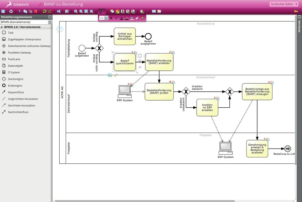Process Manager Signavio Prozessmodellierung per Drag & Drop automatische Elementpositionierung 02 BPMN 2.