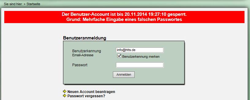 3 Passwort-Schutz Zur Vorbeugung von Missbrauch der Nutzer-Accounts haben wir einen Schutzmechanismus bei der Falscheingabe des Passwortes implementiert.
