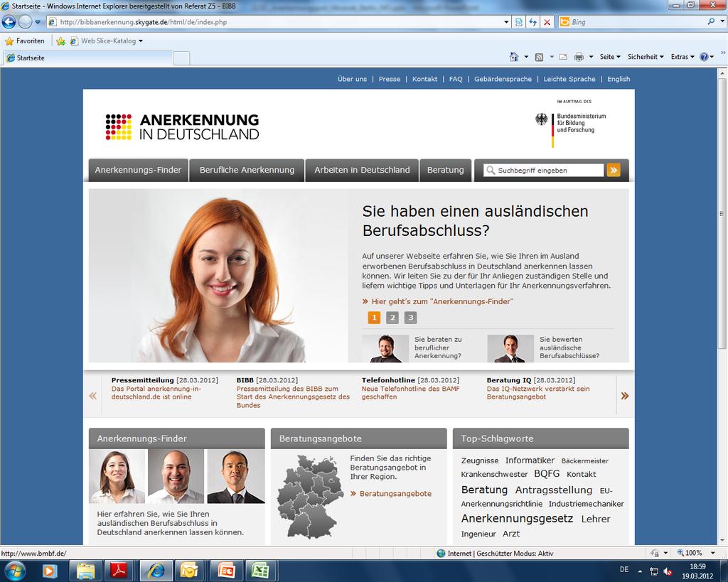 Anerkennungsportal des Bundes www.anerkennung-in-deutschland.