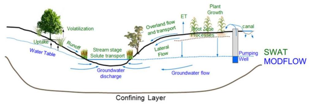 Ökosysteme, Virtuelles Wasser und Globaler Wasserfußabdruck Kopplung von Ökologie (SWAT) und Hydrogeologisch-Hydrologischem Modell (MODFLOW) Entwicklung von Konzepten zur Übertragung vom lokalen auf