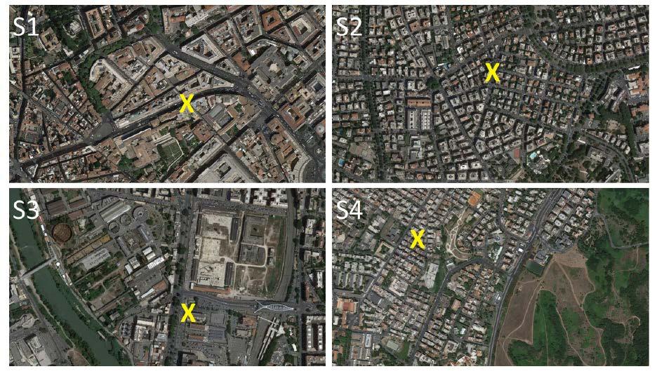 Gebäude-Energieverbrauch und UHI Historical city, dichte Bebauung, h=12-20m Kleine Häuser mit Grünflächen, h=