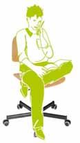 Federstahlanbindung der Rückenlehne unterstützt dynamisches Sitzen und beugt Muskelverspannung vor Erzieher-/innen-Stuhl: Gestaltung minimiert Verletzungsgefahr Sitzfläche drehbar für guten