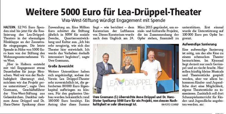 000 Euro für Lea Drüppel Theater - Quarzwerke