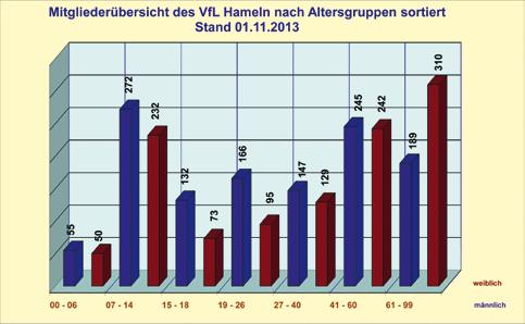 2013 VfL Hameln - Mitgliederanteil der Sparten Stand 01.11.