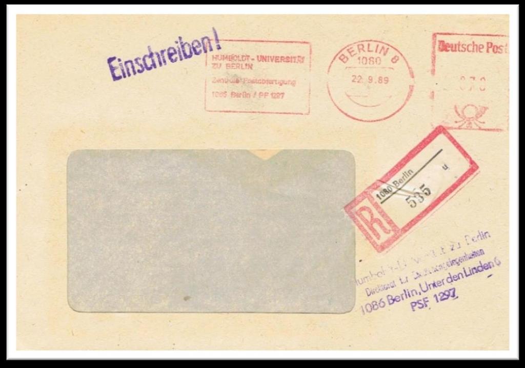 Abb. 3: R-Brief (70 Pf) eines Selbstbuchers, AFS 1080 BERLIN 8 vom 22.9.