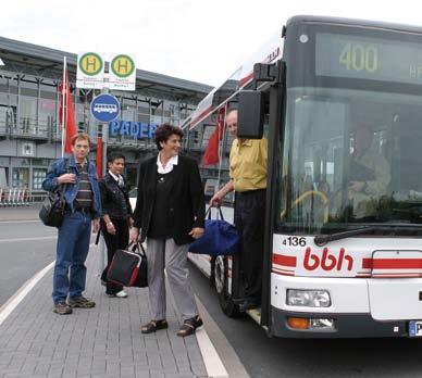 Busverbindungen Fahrplan Buslinien 400/460/NE 16 Zwischen dem Hauptbahnhof Paderborn und dem Terminal am Flughafen verkehren die Buslinie 460, die Schnellbuslinie 400 und der Nachtexpress NE 16.