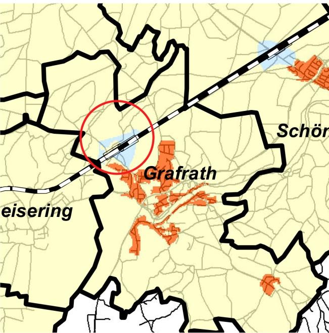 Abbildung 34, 35, 36, 37: Grafrath, Luftbild, Nutzung, LUPTAI-Grafik, Bebauungsplanverfahren Arge TUM-PSU 2012. Quelle: Open Street Map (CC-BY-SA 2.