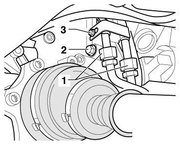 Fahrzeuge mit 4-Zyl. Motor: Schrauben Sie die Schraube -12- aus, um den Halter für ATF-Leitung -11- vom Motor zu trennen.
