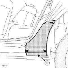 101527 a Mit dem Abschnitt (2) kann die Folie vor dem definitiven Anbringen an der Karosserieseite in richtiger Position angehalten werden.