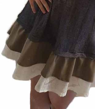 Variationen Kleid/Tunika mit zwei Volants kurzärmlig Materialhinweis Kleid/Tunika mit einem Volant ärmellos mit Belegen (Schnittkante Top) Bluse ohne Volants langärmlig Für