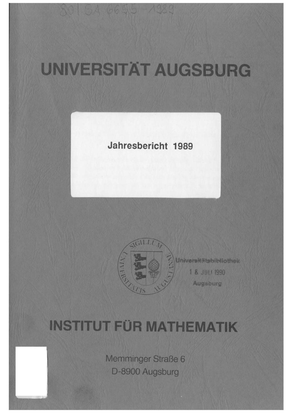 UNIVERSITÄT Jahresbericht 1989 JR