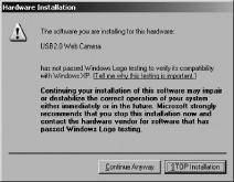Windows meldet, dass der Treiber nicht zertifiziert ist. Das beeinträchtigt die sachgemäße Funktionsweise der Sweex Webcam 1.3 Megapixel USB 2.0 nicht.