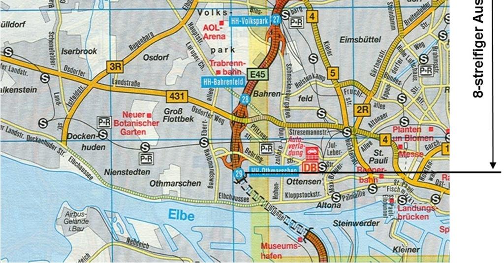 eingeordnet. Der Streckenabschnitt in Hamburg mit Verkehrsbelastungen von teilweise über 150.