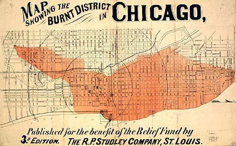 Großbrand in Chicago Ein Großbrand bricht am 8.Oktober 1871 in Chicago, Illinois aus und dauert bis zum 10. Oktober an. Chicago besteht damals fast ausschließlich aus Holzhäusern.