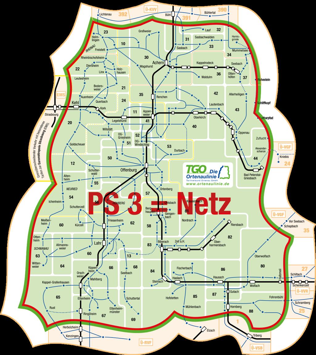 Praxisbeispiel 3 frühere Netzwirkung Offenburg -> Ringsheim: 6 Tarifzonen = Preisstufe 3 Einzelfahrkarte = 6,00 Punktekarte =