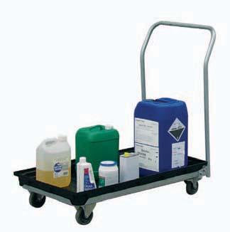 AUFFANGWANNEN AUS PE (POLYETHYLEN) zugelassen zur Lagerung von wasserge fähr denden und aggressiven Flüssigkeiten Fahrgestell verzinkt, mit 2