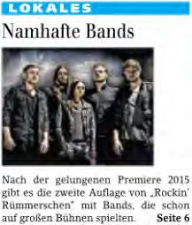 Namhafte Bands Siegener Zeitung (Ausgabe für