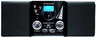 Micro-Stereoanlage, CD/MP3, Tuner, USB Mini-Multimedia-Anlage in schwarzem Design mit reichhaltiger Ausstattung: AM/FM Tuner mit Digitalanzeige Top-Loading