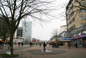 Im westlichen Teil des Gebietes (Neue Große Bergstraße / Goetheplatz) dominiert die gewerbliche Nutzung mit Einzelhandel und Gastronomie in den Erdgeschosszonen sowie Gesundheits- und