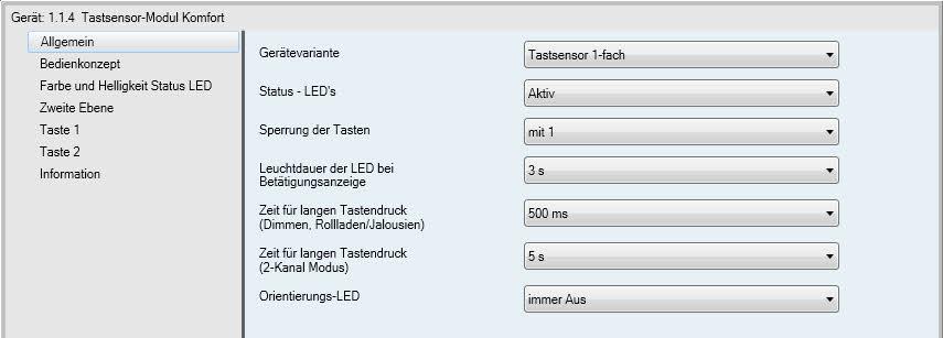 Software- LEDs 44 Dimmen LEDs 4 Bit 3.007 K, L, S, -, A 4 Bit Objekt zur Ansteuerung der Status LEDs LED 1 / LED 2 49, 54 Status Anzeige LED 1 /LED 2 1 Bit 1.