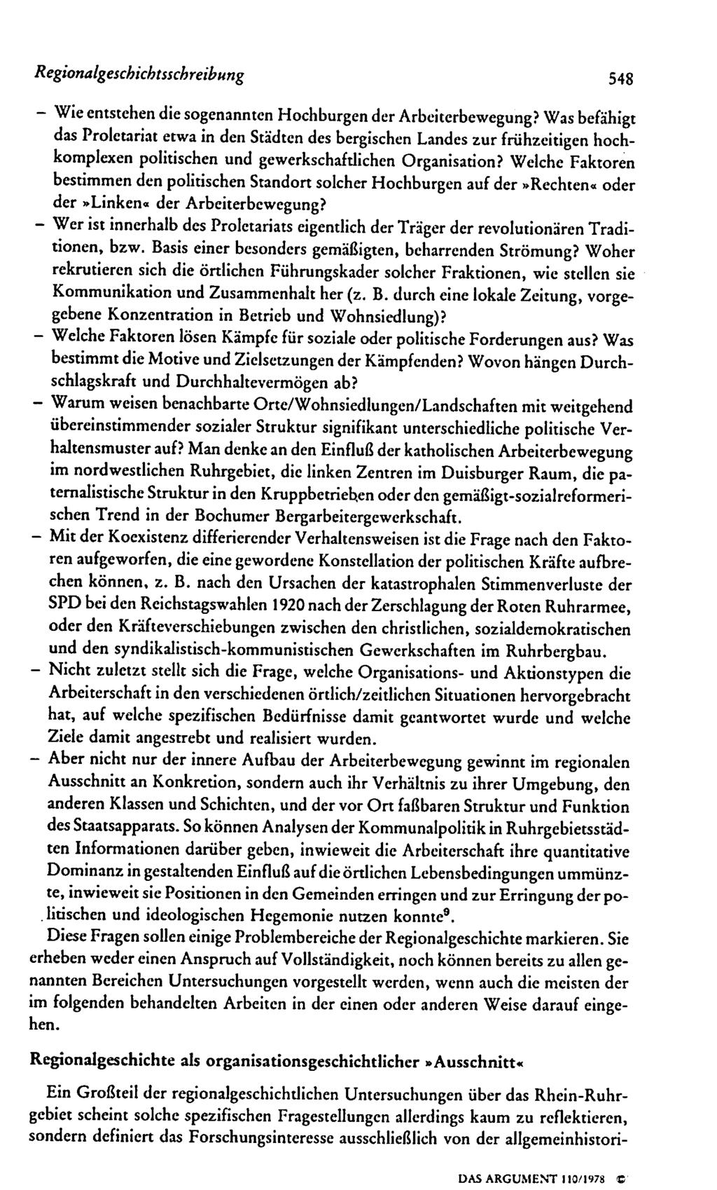 Regionalgeschichtsschreibung - Wie entstehen die sogenannten Hochburgen der Arbeiterbewegung?