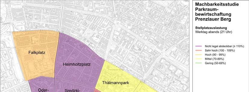 16 Machbarkeitsstudie Parkraumbewirtschaftung Prenzlauer Berg, Dezember 2008 Abbildung 17: Stellplatzauslastung im