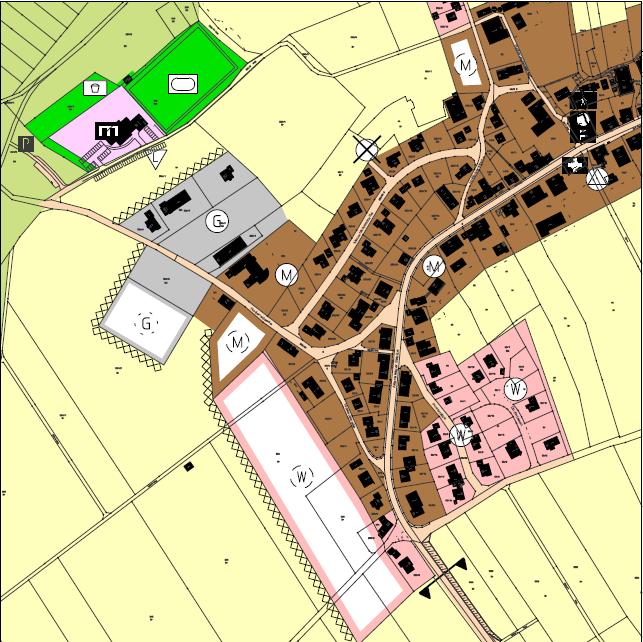 c) Übergeordnete Planungen Die betroffene Fläche liegt in der in der Raumnutzungskarte dargestellten Mindestflur, welche unmittelbar am bestehenden Siedlungsbereich beginnt.