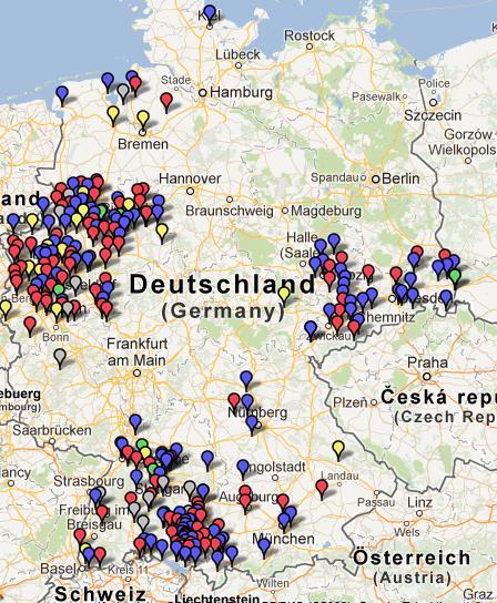 Verbreitung in Deutschland 251 eea-städte / eea-gemeinden mit 14.083.555 Einwohnern 30 eea-kreise mit 7.991.
