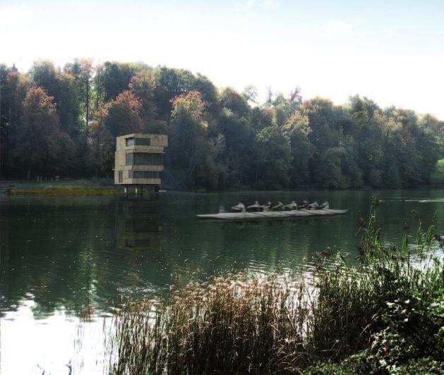 Für die Profilierung des Standortes Luzern/Schweiz! Zielturm in Holz gefasst Überzeugende Architektur Der Zielturm wird die neue Ikone für den Rudersport am Rotsee.