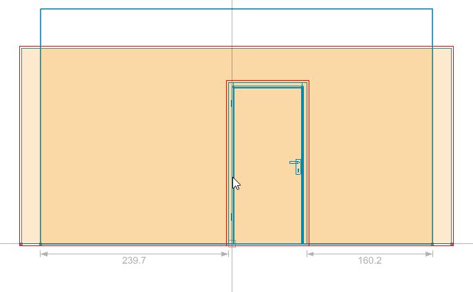 Raumsituation planen Platzieren Sie das Objekt in der Ansicht Front. Um die Tür richtig in der Wand zu platzieren verwenden Sie den Eingabebereich auf der linken Seite.