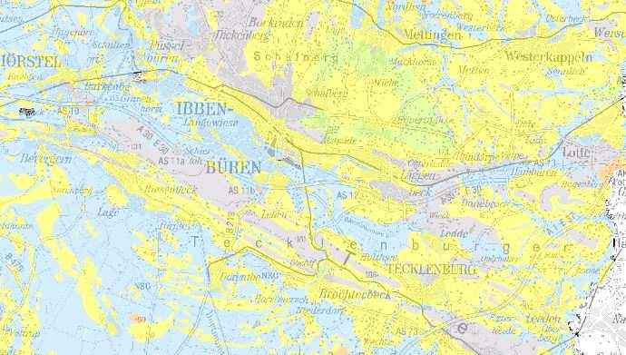 CO 2 -Minderungspotenziale Abbildung 18: Standorteignung von Erdwärmekollektoren in der Stadt Ibbenbüren (