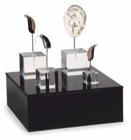 139 Drehsockel-Glaseinsatz-Set weiss-satiniert, 3 Kristallquader und 3