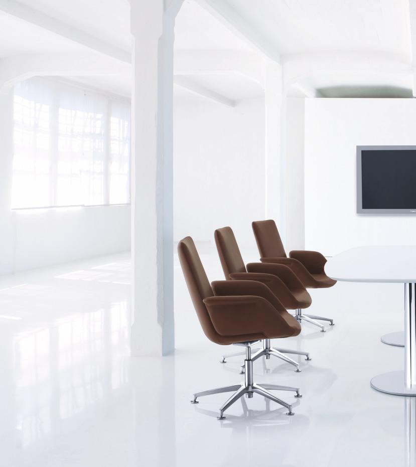 D Formale Einheit in der Ausführung für Arbeits- und Besprechungsräume sind die fenix Sessel mit niedriger Rückenlehne ausgestattet.