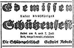 Der Schießsport in Edemissen hat seine Wurzeln jedoch im anfänglich Königlich Hannoverschen Kriegerverein von 1870, dem späteren Preußischen Kriegerverein und dann dem Deutschen Reichskriegerbund