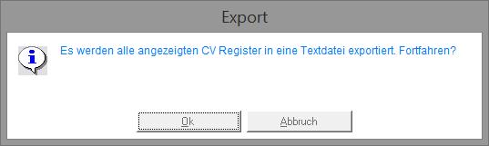 - Diese für weitere Decoder als Import Datei zu verwenden Die Export Funktion wird über den Button aufgerufen. Es werden immer NUR die angezeigten CV (Filter CV Gruppe) exportiert.