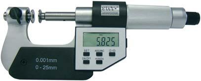 Digital-Mikrometer mit 7 auswechselbaren Meßköpfen Mit nichtdrehender Meßspindel.