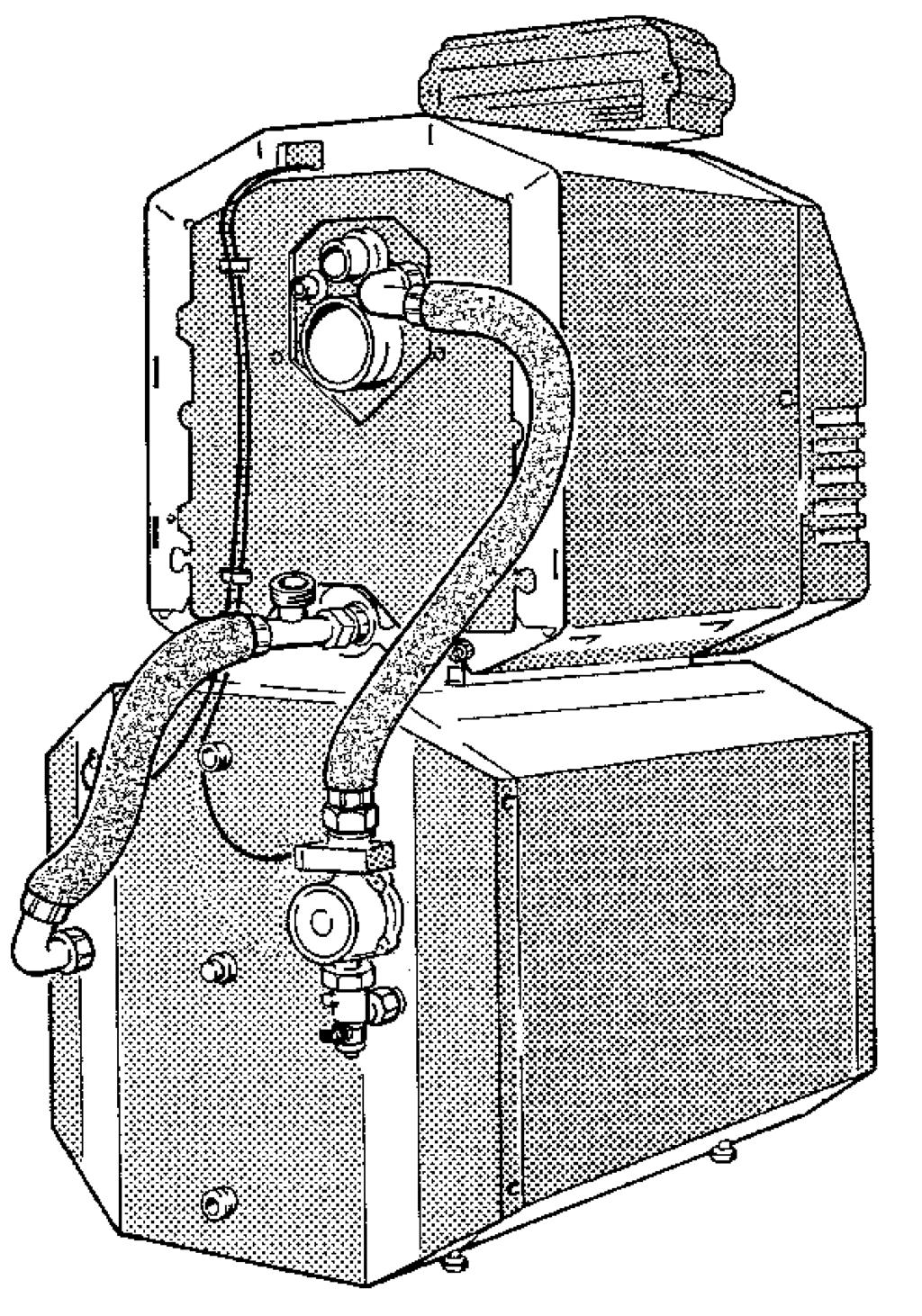 5. Elektrischer Anschluß Regelgerät montieren (Montageanweisung Kessel; Abb. 14). Warmwasser-Temperaturfühlerleitung und Pumpenanschlußleitung sorgfältig verlegen (Montageanweisung Kessel bzw.