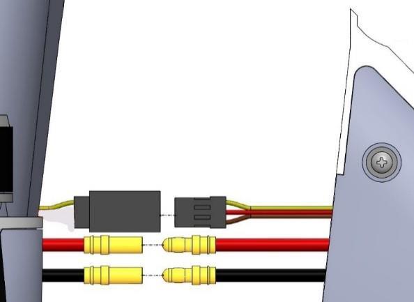 X PlusOne Quick Start Guide 1. Flügel installieren: 1. Verbinden Sie die Kabel des Flügels mit den Kabeln der Haupttragfläche wie unten ersichtlich.