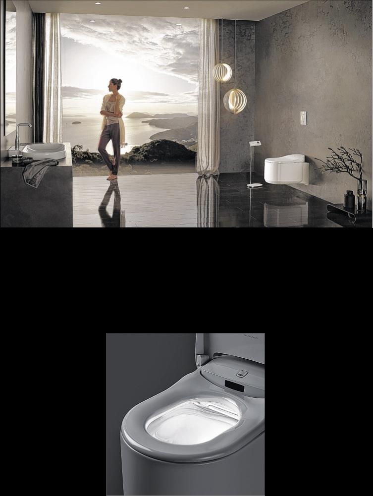 14 MENSCHEN MACHER MÄRKTE Moderne Dusch-WCs wie Sensia Arena (rechts) integrieren sich harmonisch ins Badezimmer.