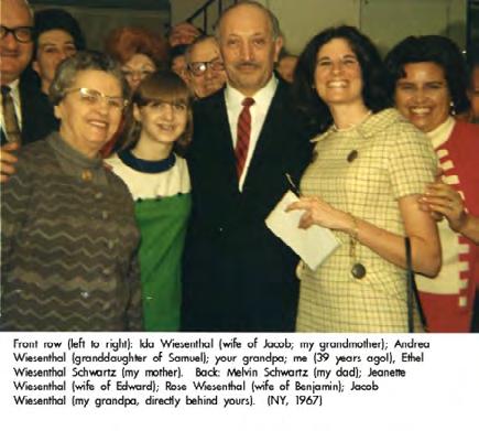 Back: Melvin Schwartz (my dad); Jeanette Wiesenthal (wife of Edward); Rose Wiesenthal (wife of Benjamin); Jacob Wiesenthal (my grandpa, directly