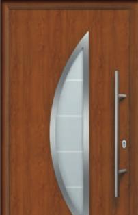 VSG, Float Motiv 900 Abb: Decograin Golden Oak Edelstahl-Griff HB 38-2 auf Stahlfüllung, mit abgerundeter Verglasung: 3-fach  VSG,