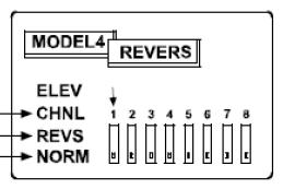 Reverse (Servo-Richtungs-Umkehr) Die Servo-Umkehrfunktion ermöglicht Ihnen den Servo-Weg elektronisch umzukehren (Servo-Richtungs-Umkehr).
