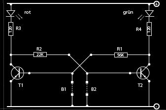 Versuch 3: Bistabile Kippstufe B1 und B2 stellen zwei Brücken dar, für die man einfach ein Stück Draht nehmen kann. Diese Brücken sind zu beginn geöffnet.